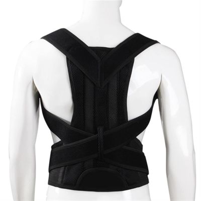 Brace Support Back Shoulder Straightener Belt Corset Upper Back Pain Relief Posture Corrector Strap Cervical Spine Belt (Color : Black, Size : L)