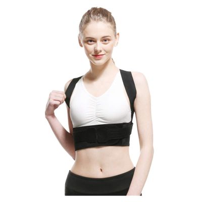 Black/White Posture Corrector Back Support Breathable Men and Women Back Posture Brace Adjustable Back Trainer Unisex (Color : Black, Size : X-Large)