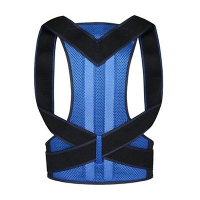 Female Male Posture Corrector Adjustable Magnetic Back Support Nylon Elastic Shoulder Back Brace Corset Back Belt (Color : Blue, Size : 3XL)