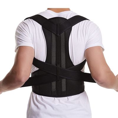 Posture Corrector Back Posture Brace Clavicle Back Support Stop Slouching and Hunching Adjustable Back Trainer for Men and Women (Color : Black, Size : L 75-90cm)