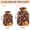 Hot Water Bottle with Cover 1L Cute Watercolor Animals on Floral Brown Hot Water Bag Hot/Cold Compress Neck and Shoulder Pain Relief view 2