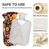 Hot Water Bottle with Cover 1L Cute Watercolor Animals on Floral Brown Hot Water Bag Hot/Cold Compress Neck and Shoulder Pain Relief view 3