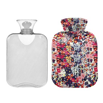 Hot Water Bottles 2L Abstract Multicolor Shape Flowers Textile Water Heating Pad Relief from Headaches Back Pain Menstrual Cramps