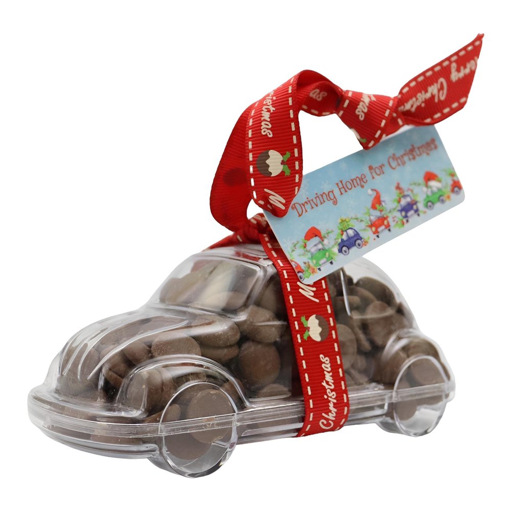 ButtonChocs Christmas Chocolate Car - Driving Home For Christmas. Belgian Milk Chocolate Gift for Christmas.