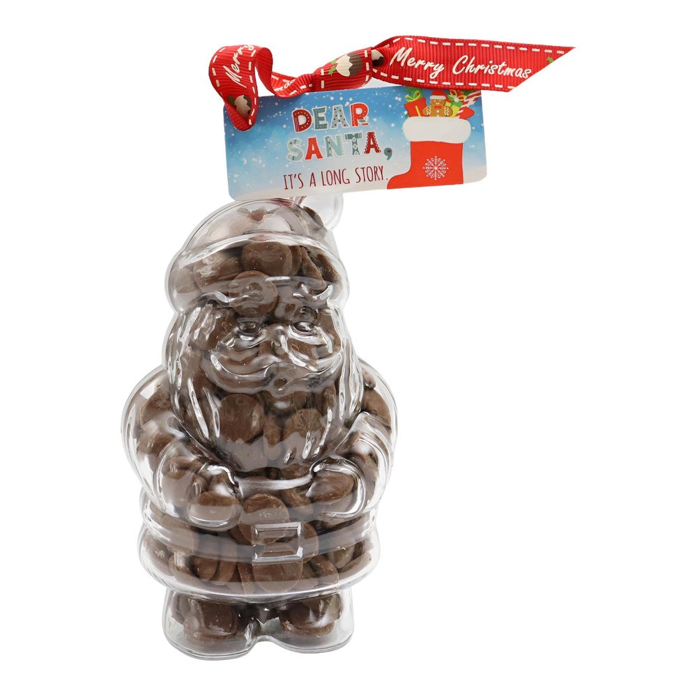 ButtonChocs Christmas Chocolate Father Christmas - It' a Long Story. Belgian Milk Chocolate Santa Gift for Christmas.