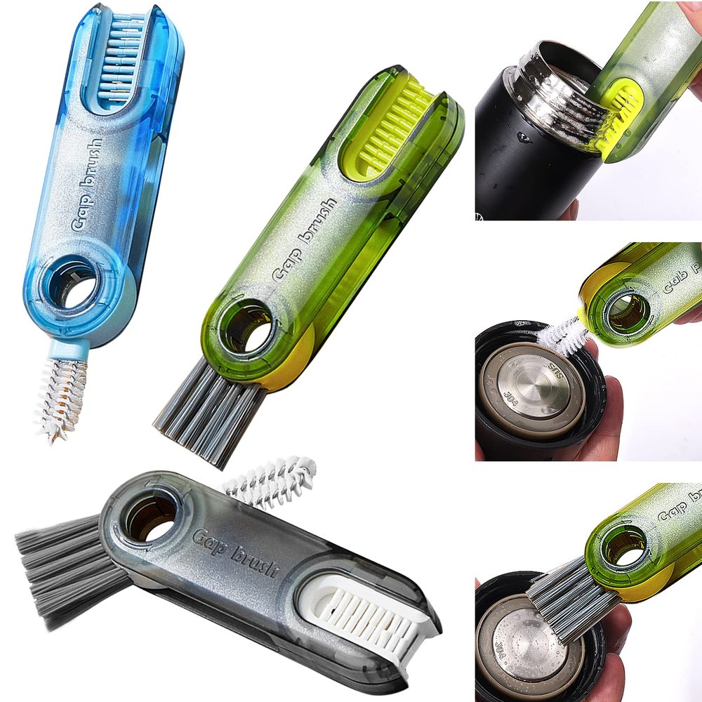 XANGNIER 3 in 1 Multipurpose Bottle Gap Cleaner Brush,3 Pack Cup Cover Cleaning Brush,Cup Crevice Cleaning Tools,Water Bottle Cleaner Brush,Home Kitchen Cleaning Tools