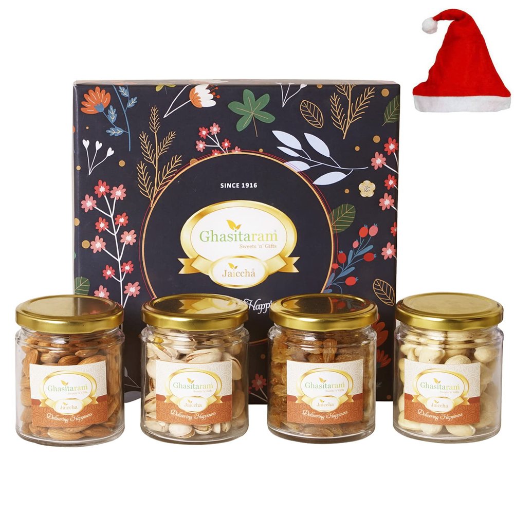 Jaiccha Ghasitaram Christmas Gifts Ghasitaram Hamper Box with Dryfruit Jars
