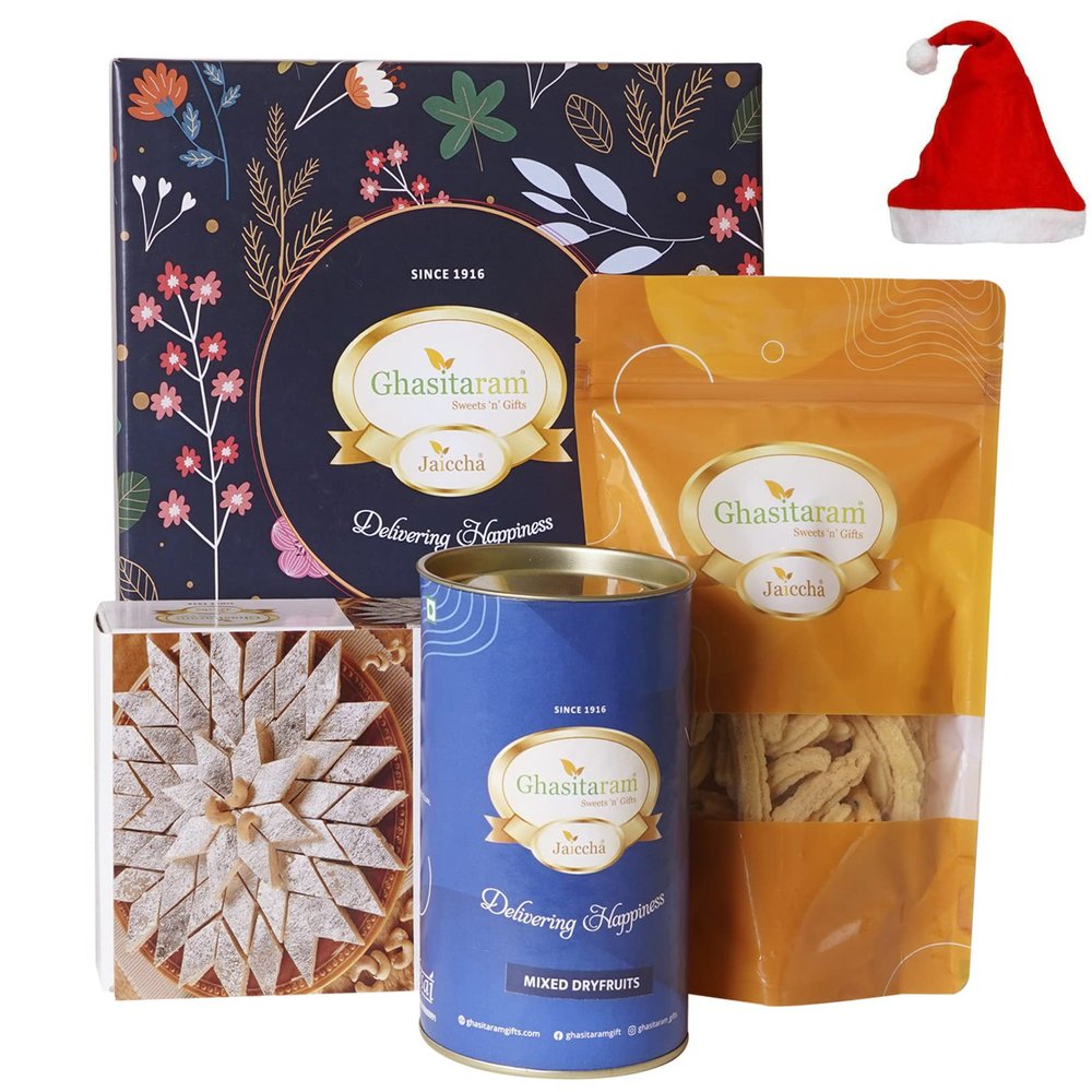Jaiccha Ghasitaram Christmas Gifts Ghasitaram Hamper Box Small with Kaju Katli