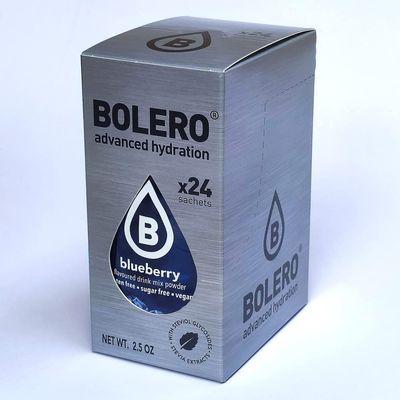 Bolero Drink 24 Sachets 3g Sticks Fruit Prepared Powder Soluble For Fresh Drink in Water Product, 72g Stevia Sweetened (Blueberry)