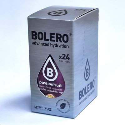 Bolero Drink 24 Sachets 3g Sticks Fruit Prepared Powder Soluble For Fresh Drink in Water Product, 72g Stevia Sweetened (Passionfruit)