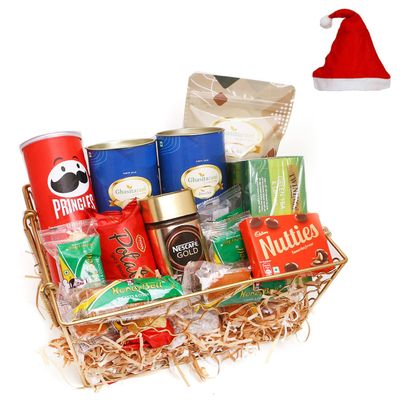 Jaiccha Ghasitaram Christmas Gifts Designer Metal Basket of 13 Goodies