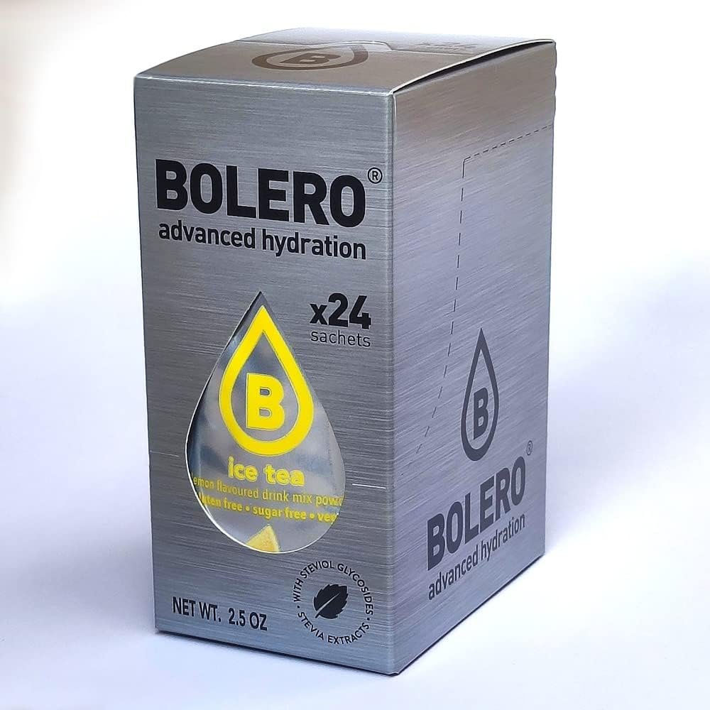 Bolero Drink 24 Sachets 3g Sticks Fruit Prepared Powder Soluble For Fresh Drink in Water Product, 72g Stevia Sweetened (Ice Tea Lemon)