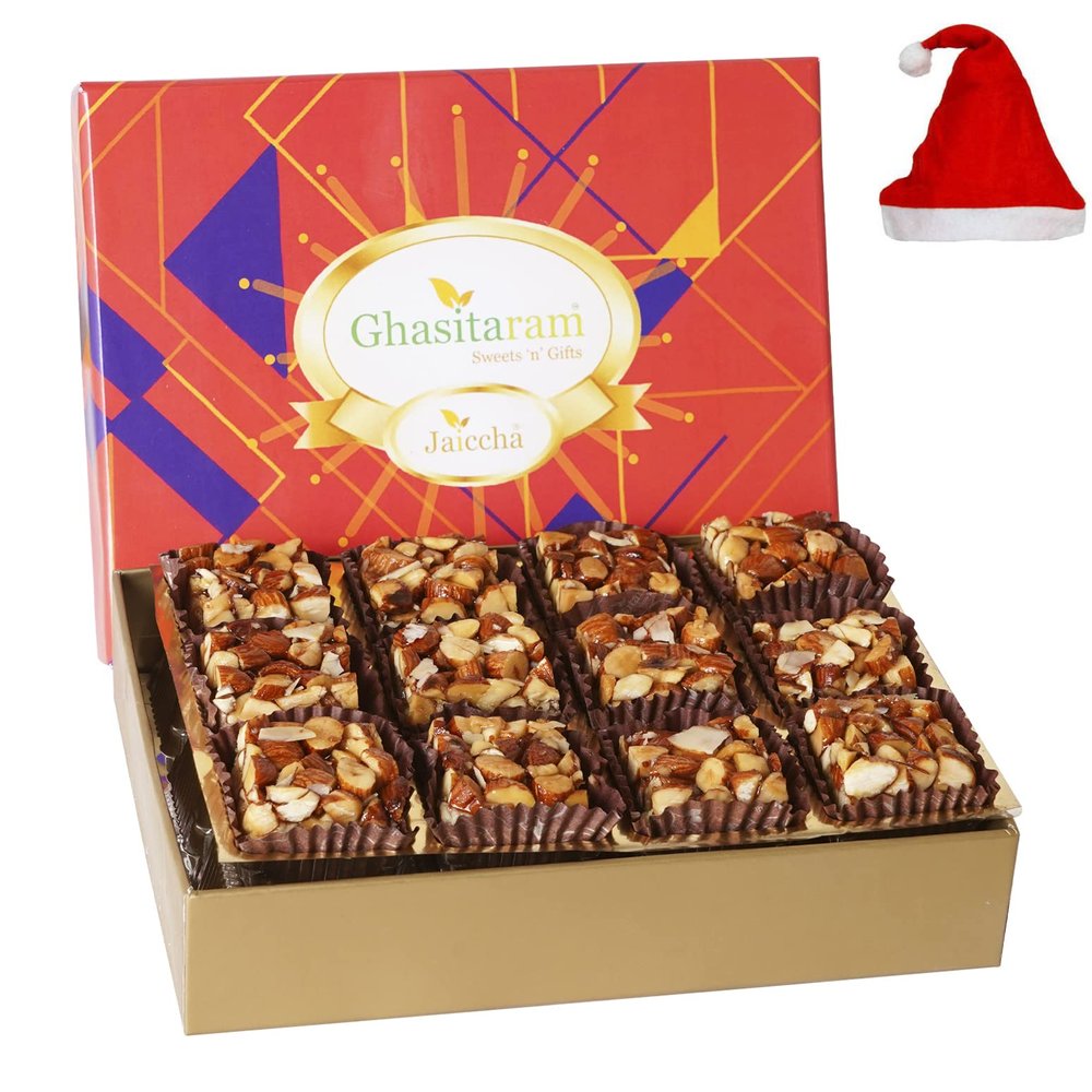 Jaiccha Ghasitaram Christmas Gifts Sugarfree Almond Delight in Premium Box 12 pcs
