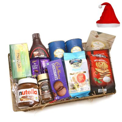Jaiccha Ghasitaram Christmas Gifts Metal Rectangle Basket of 15 Goodies