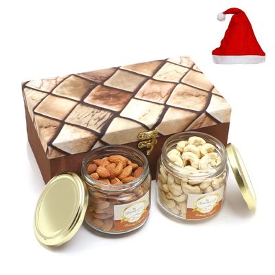 Jaiccha Ghasitaram Christmas Gifts Miracle Box of 2 Jars of Cashews and Almonds