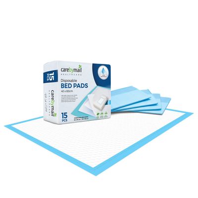 Disposable Incontinence Bed Pads | 40 x 60 cm | Packs of 15 | CarebyMail Healthcare (3 Packs of 15)