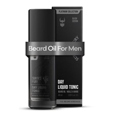The Beard Struggle - Day Liquid Tonic Beard Oil - Platinum Collection, Surtr's Fury - Beard Oil for Men - Moisturize, Softens Hair, Reduces Itch - Day Time Beard Growth Oil (40 ml)