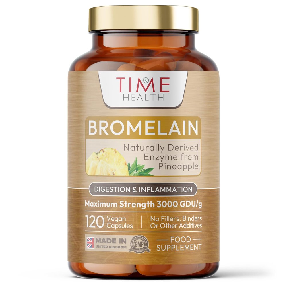 Bromelain Capsules - High Strength 3000 GDU - Highly Dosed 500mg per Capsule - Naturally Derived from Pineapple - UK Made - Zero Additives - Vegan - Pullulan - 120 Capsules