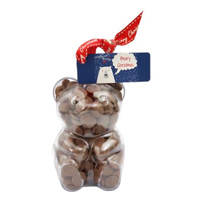 ButtonChocs Christmas Chocolate Teddy Bear - Beary Christmas. Belgian Milk Chocolate Gift for Christmas.