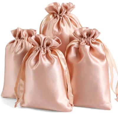 BeiLaad Satin Bags with Drawstring, 4x6 Wedding Favor Drawstring Bags, 50PCS Rose Gold Mini Gift Bags for Jewelry, Baby Shower, Valentine's Day, Craft, Birthday, Business, Party Favors Bags