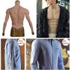ZWSM Realistic Fake Muscle Silicone Male Chest Half Body Suit with Muscle Arms for Cosplay Halloween Props,Ivory,L view 4