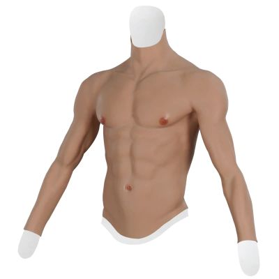 XSWL Silicone Chest Male Suit Fake Belly Realistic Fake Abs with Muscle Arms for Cosplay Crossdresser,Color 3,S