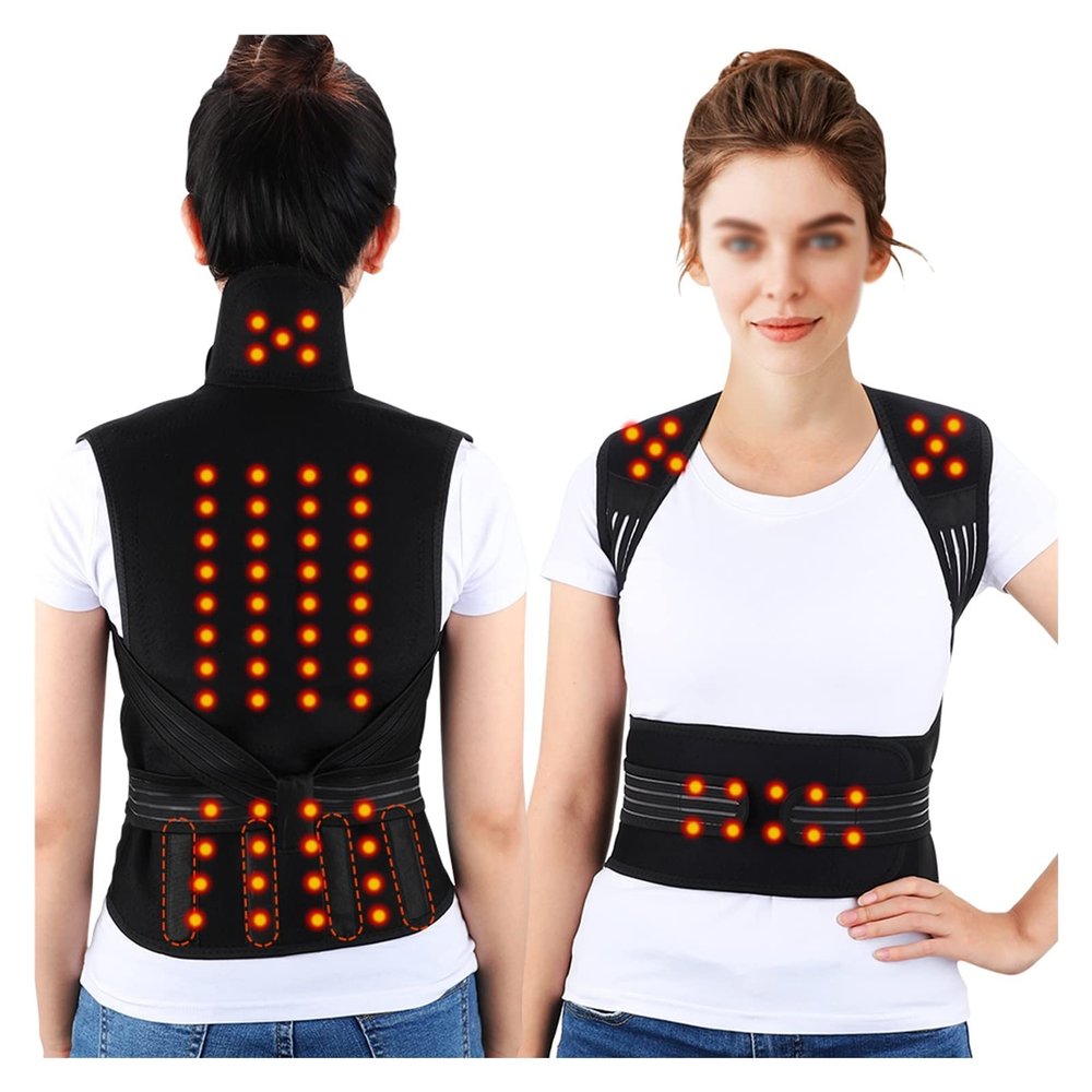Magnet Physiotherapy Vest - Self-heating Neck Lumbar Brace - Shoulder Pain Relief Support Belt - Back Posture Corrector (Black M/Medium)