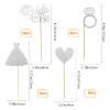 24 Pcs Glitter Bride to Be Cupcake Toppers Silver Cake Toppers Bridal Shower Cupcake Picks with Heart Ring Dress for Wedding Engagement Anniversary Party Cake Decorations view 2