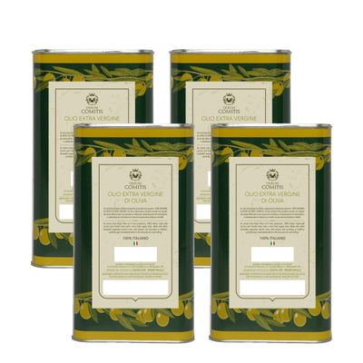 Oleum Comitis - Extra Virgin Olive Oil 100% Italian Cold Pressed - 4 Cans of 3 l (101.4 fl oz)
