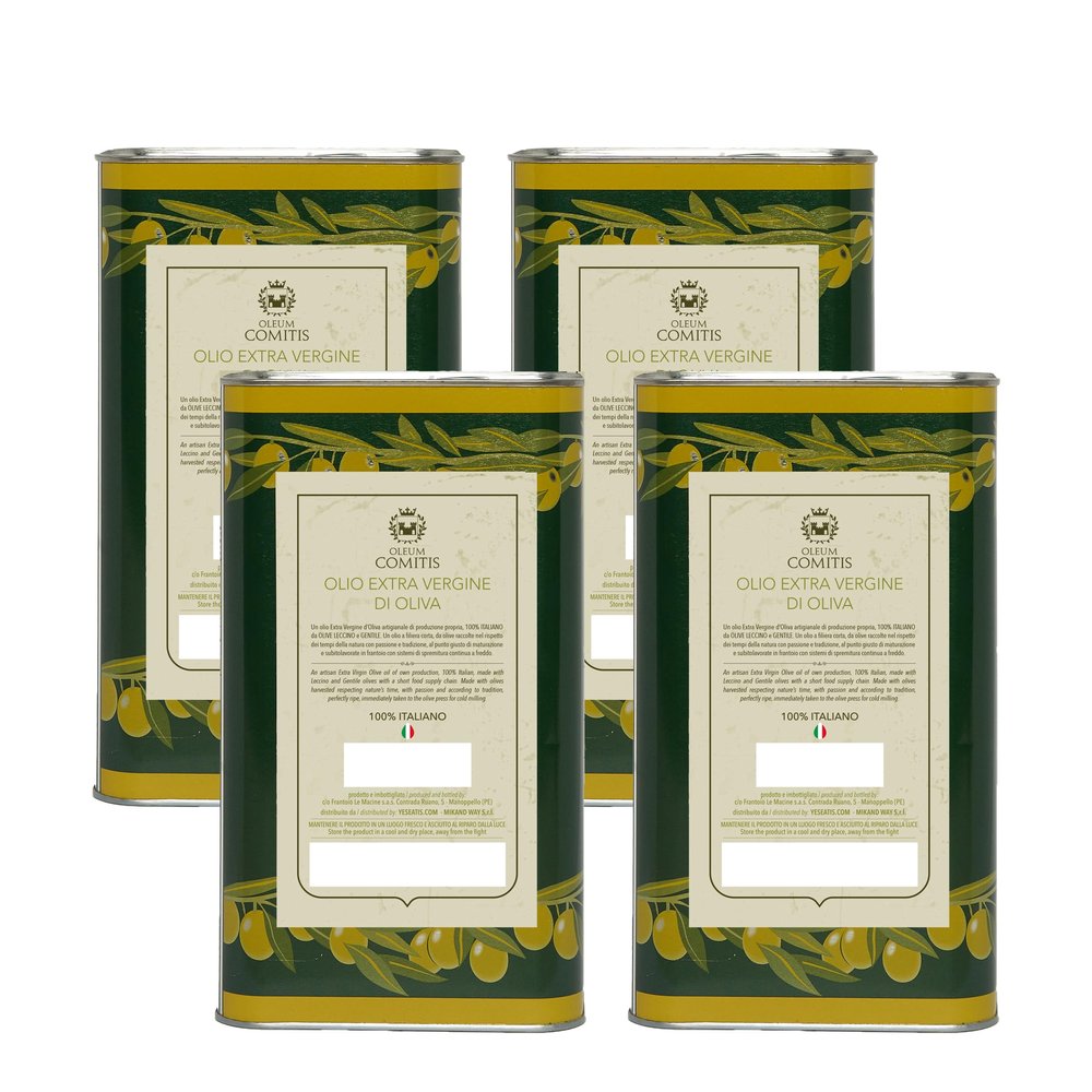 Oleum Comitis - Extra Virgin Olive Oil 100% Italian Cold Pressed - 4 Cans of 3 l (101.4 fl oz)