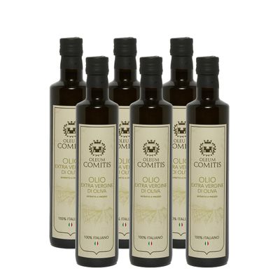Oleum Comitis - Extra Virgin Olive Oil 100% Italian Cold Pressed - 6 Bottles of 500 ml (16.9 fl oz)