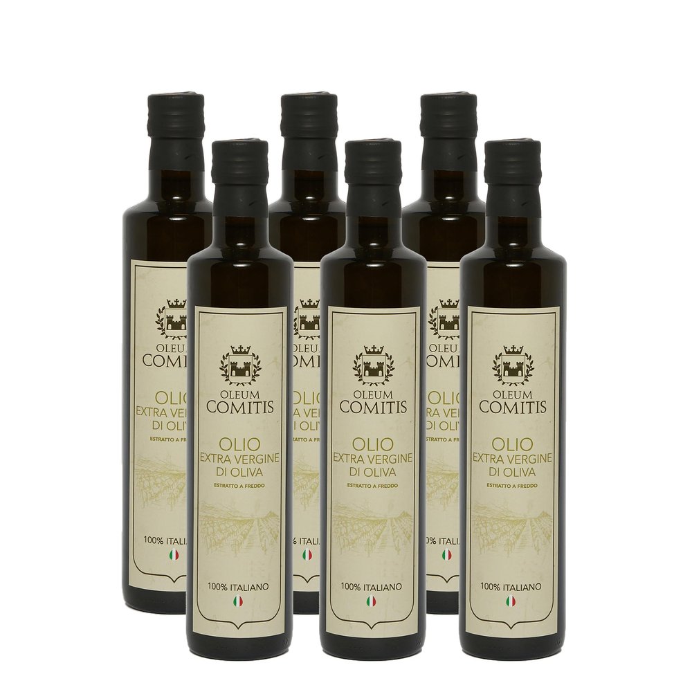 Oleum Comitis - Extra Virgin Olive Oil 100% Italian Cold Pressed - 6 Bottles of 500 ml (16.9 fl oz)