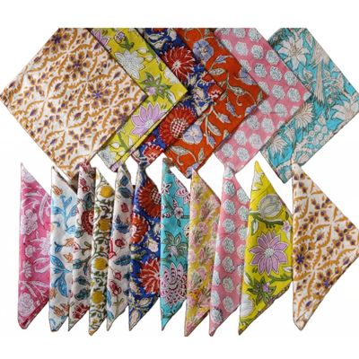 HOMEDECORSHOPIE 500 Pcs Mix Lot Table Napkins 100% Cotton Hand Block Printed Handkerchief 16 x 16 Inches Kitchen Towels Table Decor Linen Dinner Napkins Hand Made Napkin