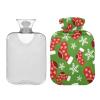 Christmas Socks Snowflakes Hot Water Bottle with Velvet Cover, 2L Transparent Hot Water Bag for Cramps, Pain Relief, Bed Warmer view 1
