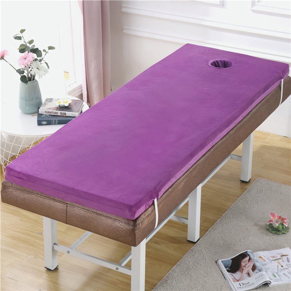 6cm Thicken Massage Table Mattress Protector with Breath Hole Round Head Lash Bed Mattress Topper Solid Color Mattress Topper for Beauty Salon Bed Cosmetic Bed Cover,Purple,70x180cm