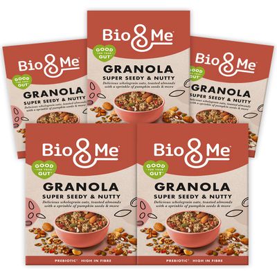 Bio&Me Super Seedy and Nutty Granola 5-Pack (5 x 360g)  Vegan, High Fibre, No Added Sugar, Gut-Loving Breakfast Cereal