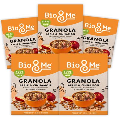 Bio&Me Apple & Cinnamon Prebiotic Granola 5-Pack (5 x 360g)  Vegan, High Fibre, No Added Sugar, Gut-Loving Breakfast Cereal