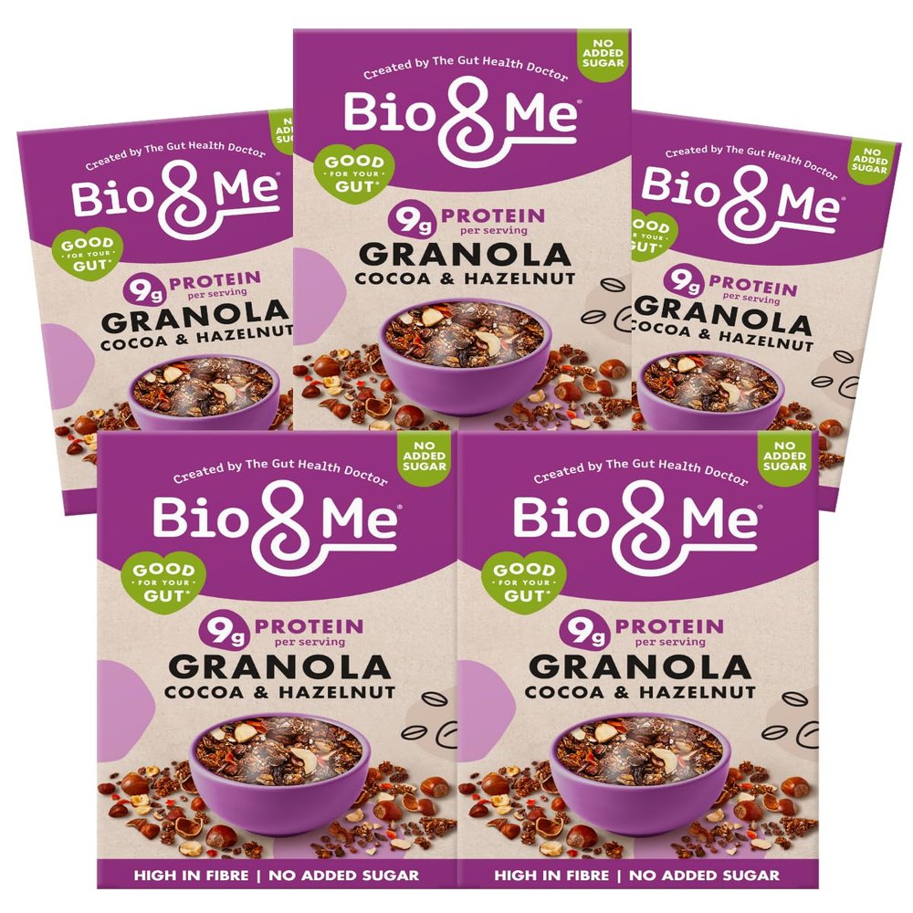 Bio&Me Cocoa Hazelnut Granola 5-Pack (5 x 360g) Vegan, High Fibre, No Added Sugar, Gut-Loving Breakfast Cereal