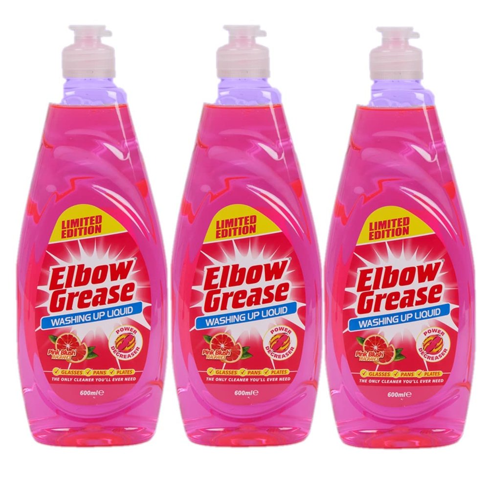 3 x 600ml Elbow Grease Washing Up Liquid Pink Blush Limited Edition