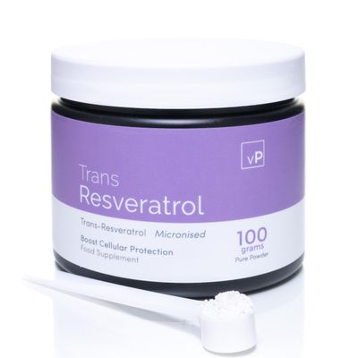 vP Vitality Pro Trans Resveratrol Micronised Powder 100 Grams - Third Party Tested Over 99% Purity - Natural Pure Trans Resveratrol Supplement 100g - Vitality Pro