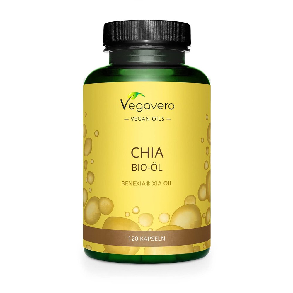 Vegavero Organic Chia Seed Oil | Vegan Omega 3 6 9 Capsules | Benexia from Chile, Cold-Pressed | High Dose Alpha-Linolenic Acid | NO Additives, Lab-Tested