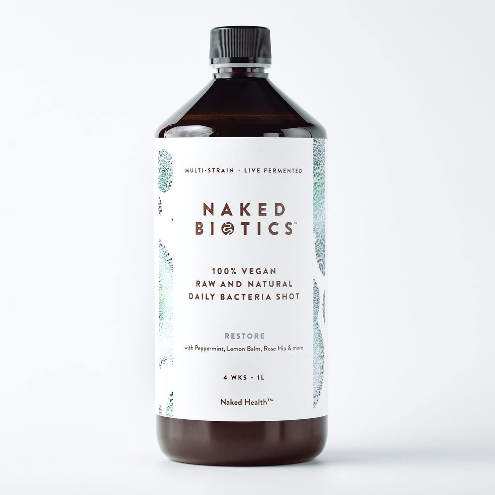 Naked Biotics Restore | 250 Billion CFU | 12 Natural Fermented Strains | Liquid Probiotic for Gut Health | 33 Day Supply