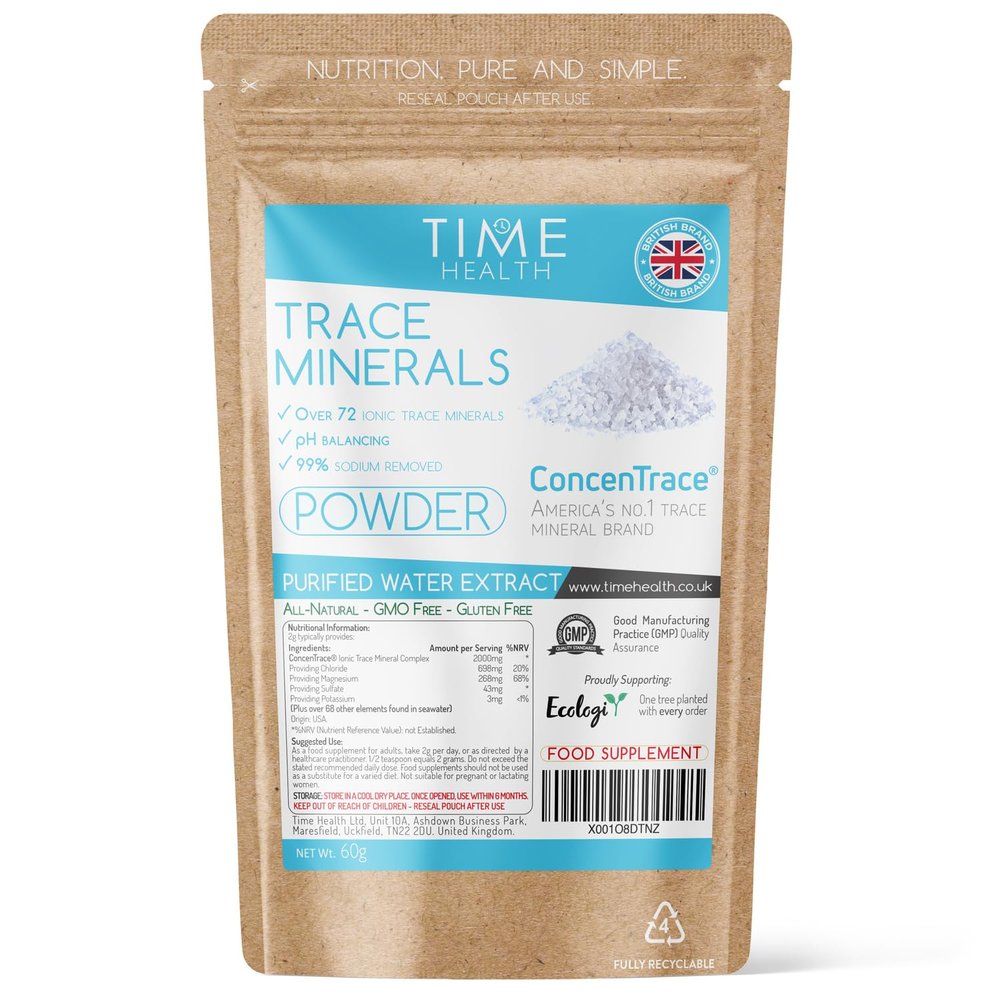 ConcenTrace Ionic Trace Mineral Complex Powder - Over 72 Ionic Trace Minerals - pH Balancing - 99% Sodium Removed - Naturally Derived from Purified Water - UK Made - GMP Standards