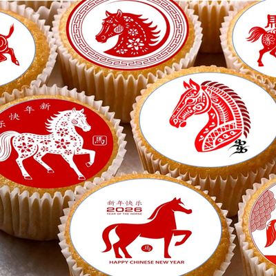 24 edible PRE CUT Chinese New Year traditional kids childrens party decoration cupcake toppers on wafer rice paper