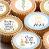 24 edible PRE CUT New Year Blue kids childrens party decoration cupcake toppers on wafer rice paper view 1