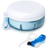 Netceem Leak Proof Denture Cup Kit Portable Retainer Case Perfect for Travel, Denture Case Container Cleaning Care for Dentures Aligner Mouth Guard with Denture Brush,Strainer, Removal Tool and Mirror view 1