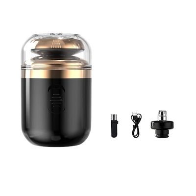 Mini Shavers for Men, Portable Automatic Razor, Portable Waterproof Cordless Pocket USB Rechargeable Rotary Shaver with Nose Hair Cutter, Type-C USB Interface for Travelers (Black)