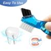 4 Pieces Mini Denture Cleaning Brush Set with Multi-Layered Bristles, Portable Denture Double Sided Brush for False Teeth Cleaning, 4 Color view 3