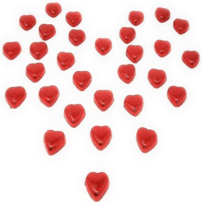 30 x Chocolate Hearts Individually wrapped milk chocolates Red Foil Love Heart Chocolates. Great valentines Chocolates hearts and weddings.