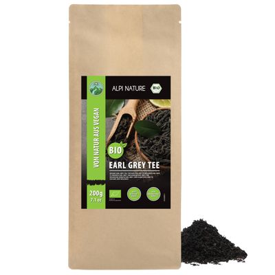 Alpi Nature Organic Earl Grey Tea 200g 7.1 oz, Black Tea with Bergamot Oil, Naturally Caffeinated